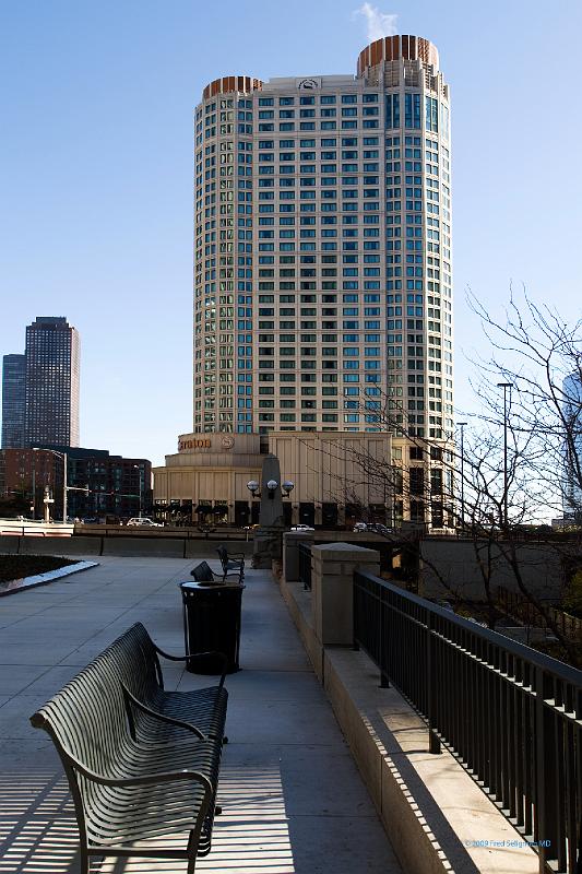 20081030_120819 D3 2x3 P1 srgb.jpg - View looking East along the Chicago River.  That's the Sheraton Hotel, hosting the American Academy of Child & Adolescent Psychiatry Meetings (Fall 2008). I always make some time to go off and photograph the beauty of the host city